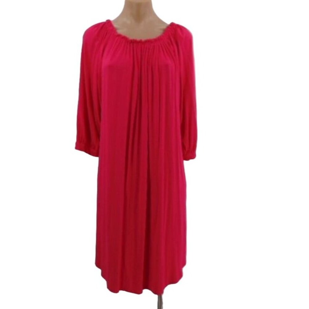 Cupio Womens Pink Draped Off Shoulder Knit Dress XL Viscose Stretch 3/4 Sleeve